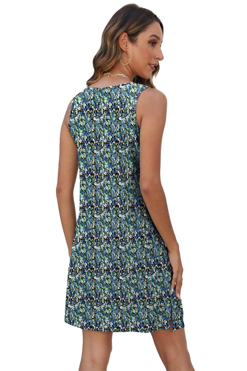 BKRIVE Vestidos De Verano para Mujer 2026 Flowy Sleeveless Casual Loose Fit Dress Sundresses with Pockets Vacation Outfits Floral Black Blue M - Image 5