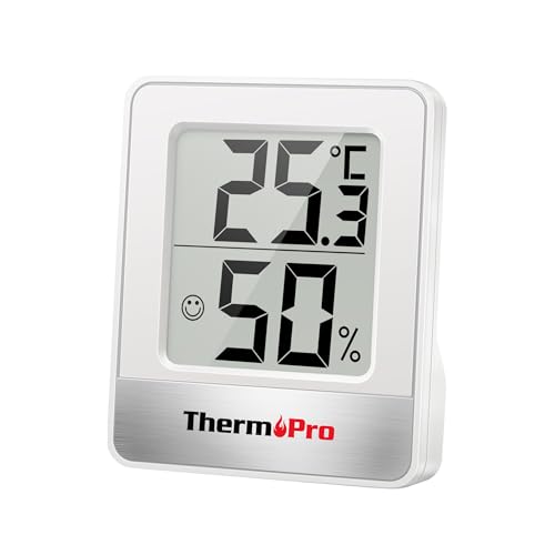 ThermoPro TP-49 Hygrometer, Thermometer, Hygrometer, Indoor, Large Screen, Compact, Face Marks, Wall Hanging, Tabletop Stand, Magnet - Image 1