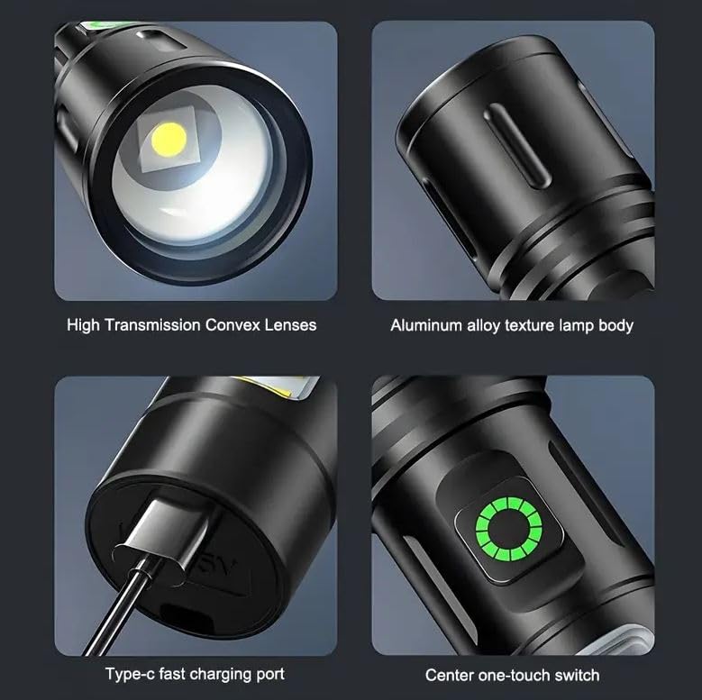 Azelf smart High Powered Handheld Flashlight Rechargeable LED Flashlights with a LongRange Reach Colorful Fluorescent Strips Body Mechanically Zoomable for Hunting Searching Fishing Exploring - Image 5