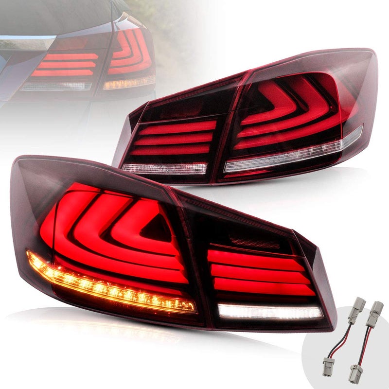 VLAND LED Tail Lights For Honda Accord 9th Gen Sedan 2013 2014 2015 with Amber Sequential Turn Signal Red Clear lens Style Not For Accord CoupeSportEXL For Accord Sedan Only