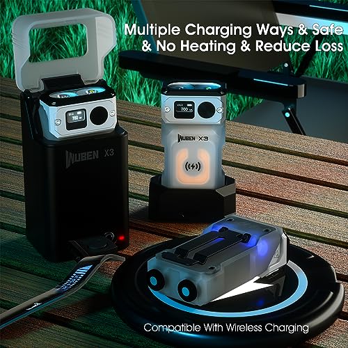 WUBEN X3 Mini Flashlight with Rechargeable Charging Box 180 Degree EDC Keychain Flashlight Twist Ip65 Waterproof Magnet Pocket Flashlights 10 Mode Type-C Lanyard for Camping, Outdoor, Inspection, Gift - Image 4