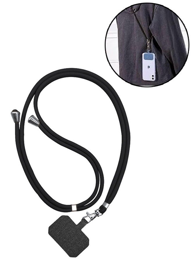Cell Phone Lanyard Black, Adjustable Phone Lanyard Neck Holder, Crossarm Phone Strap with Card Holder, Durable and Anti Fall Mobile Phone Rope, Nylon Neck Strap Compatible with Most Smartphones  - Image 1