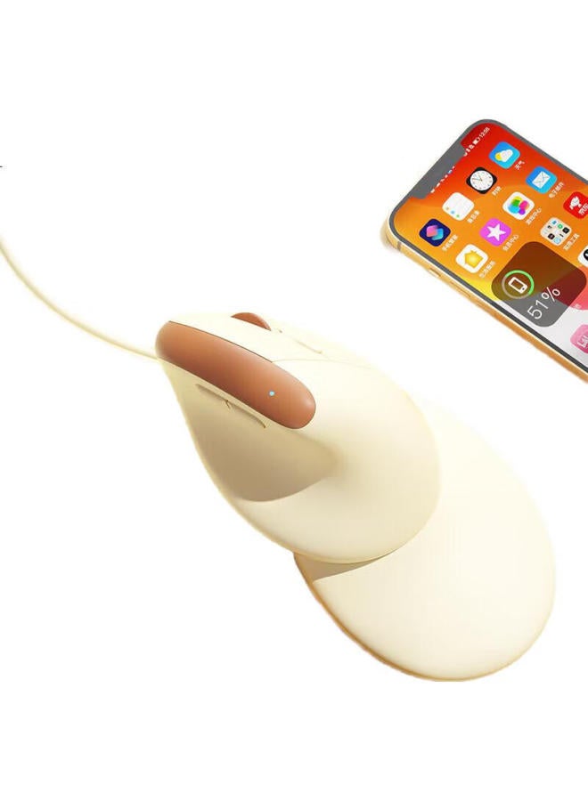 B.O.W Aerospace M190U Ergonomic Wired Mouse Office Computer Vertical Grip Mouse For Drawing And Modeling Universal Silent Mouse With Magnetic Wrist Rest Latte Color - Image 2