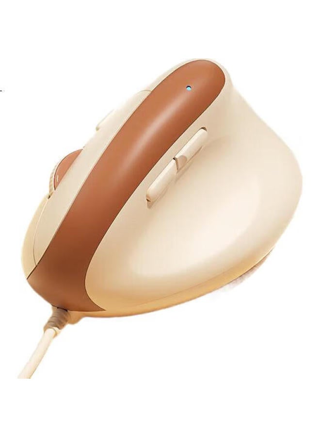 B.O.W Aerospace M190U Ergonomic Wired Mouse Office Computer Vertical Grip Mouse For Drawing And Modeling Universal Silent Mouse With Magnetic Wrist Rest Latte Color - Image 1