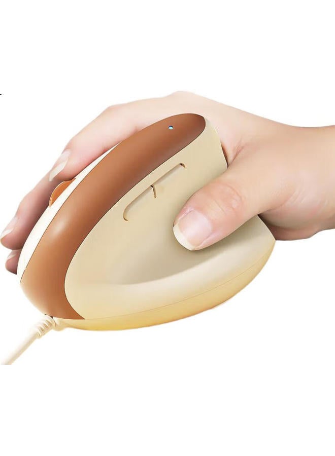 B.O.W Aerospace M190U Ergonomic Wired Mouse Office Computer Vertical Grip Mouse For Drawing And Modeling Universal Silent Mouse With Magnetic Wrist Rest Latte Color - Image 3