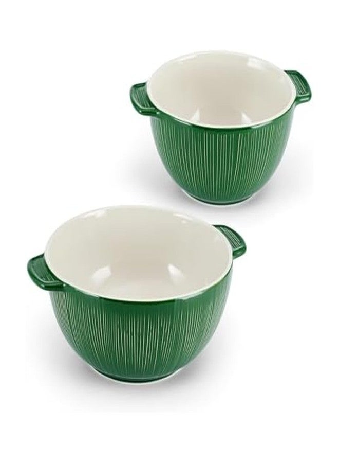 Fitz & Floyd Fitz and Floyd Sicily Set of 2 Handled Serve Mixing Bowls, 9 Inch and 12 Inch, Green - Image 1