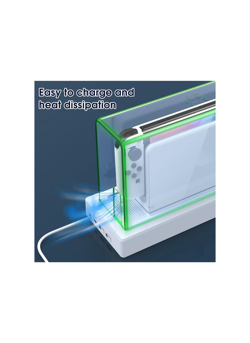 SYOSI - Switch Dust Cover, with 16 LED Colors Light Base, Fit for Nintendo Switch/OLED, Acrylic Clear Display Box Anti-Scratch Waterproof Slim Dock Case, Cool Switch Accessories(with Remote) - Image 1