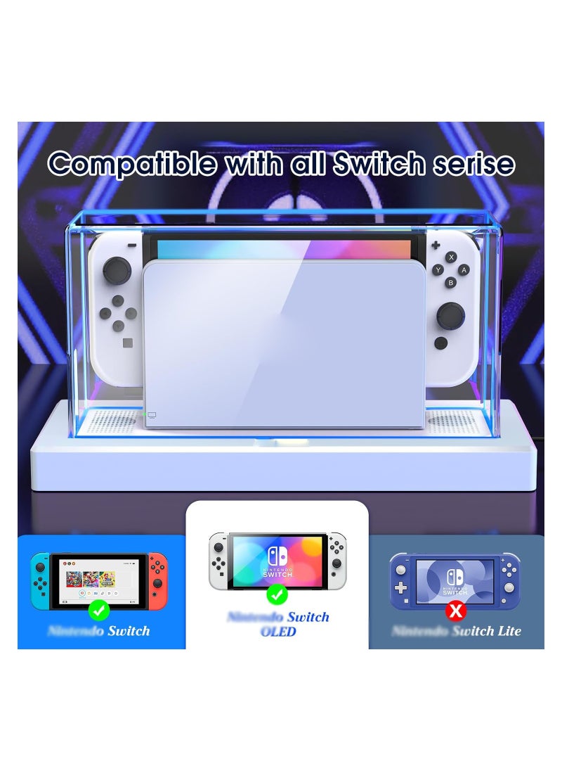 SYOSI - Switch Dust Cover, with 16 LED Colors Light Base, Fit for Nintendo Switch/OLED, Acrylic Clear Display Box Anti-Scratch Waterproof Slim Dock Case, Cool Switch Accessories(with Remote) - Image 1