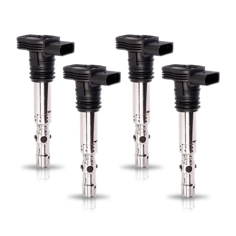 مجموعة ENA من 4 حزم لفائف الإشعال 18 L4 متوافقة مع فولكس فاجن أودي A4 A6 TT كواترو VW بيجل جولف جيتا باسات 2001 2002 2003 2004 2005 18T لفائف لـ UF437 UF580 UF411 06B905115R 06B905115D