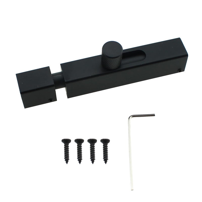 RLECS 75mm3inch Bedroom Door Lock Door Reinforcement Lock Internal Door Slide Lock Aluminium Square Plain Latch Black Slide Bolt Latch Suitable for Bathroom Bedroom Locker and Cabinet - Image 2