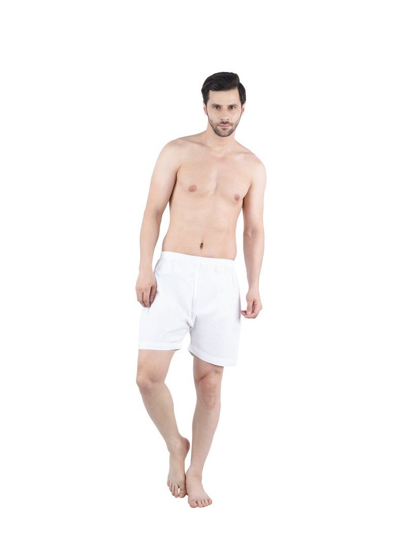 White Leaf Arabic Shorts White | 100% Mercerized Cotton Poplin | Breathable Traditional Comfort Fit | ECAS Certified - Image 4