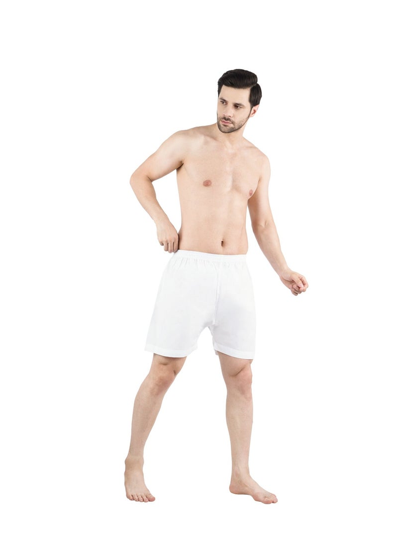 White Leaf Arabic Shorts White | 100% Mercerized Cotton Poplin | Breathable Traditional Comfort Fit | ECAS Certified - Image 1