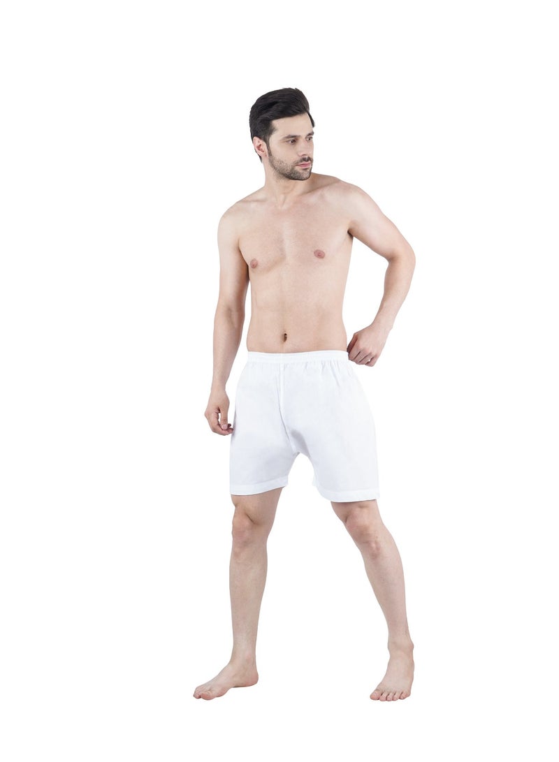 White Leaf Arabic Shorts White | 100% Mercerized Cotton Poplin | Breathable Traditional Comfort Fit | ECAS Certified - Image 5