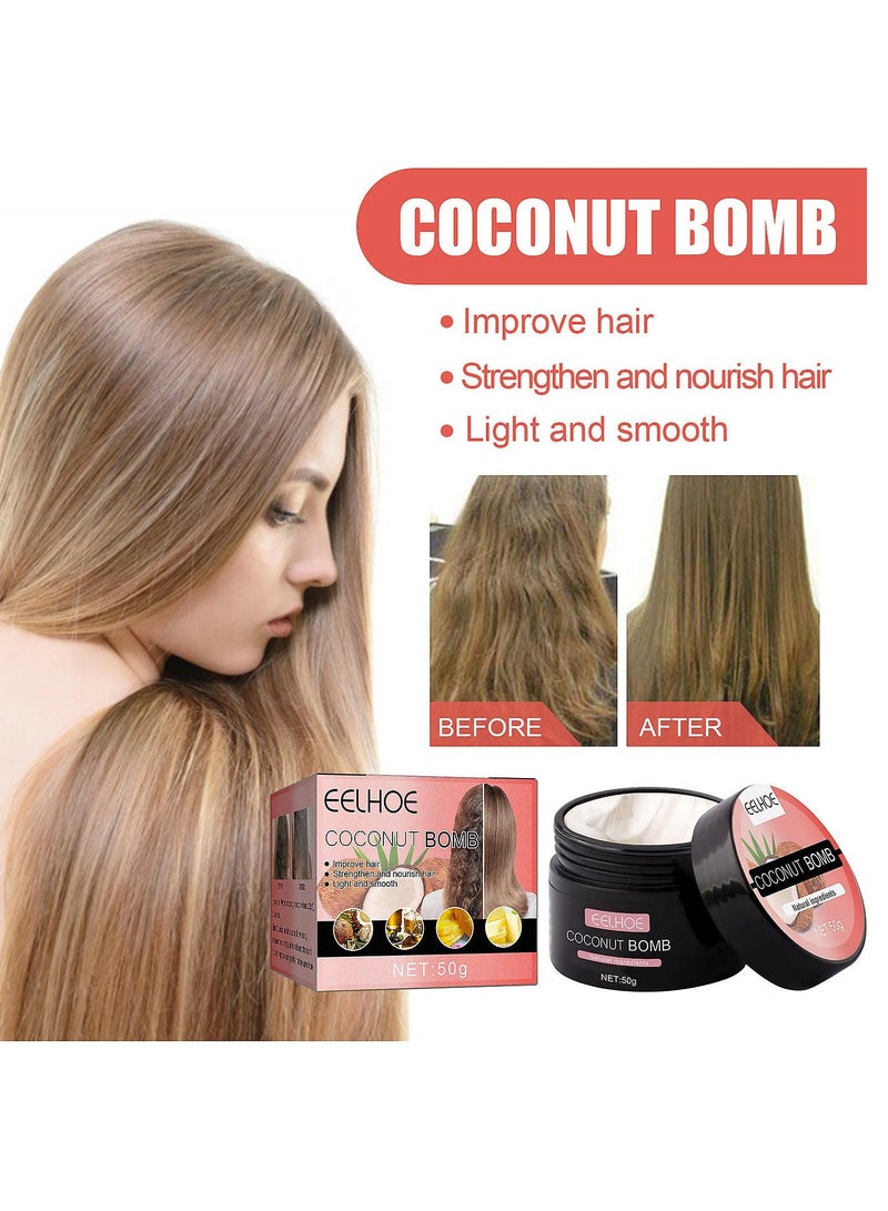 EELHOE Coconut Nourishing Hair Mask Repair Damage Restore Soft Hair Keratin Collagen Silk Hair Scalp Care Lengthen Hair Mask - Image 3