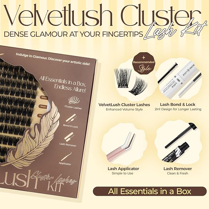 LASHVIEW Lash Clusters Volume Lash Clusters 918mm Mix Fluffy Lash Extension D Curl Lashes Individual Cluster DIY Clusters Lashes Extension at Home NM04
