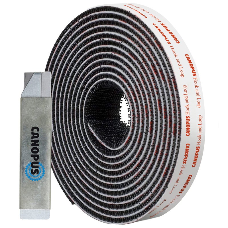 CANOPUS Hook and Loop Reclosable Fastener, SJ3550 250 Black Lock Tape for Hanging Pictures, Signs and Displays, Remotes, Tools, Crafts, 0.5 in x 6 ft, Made in USA - Image 1