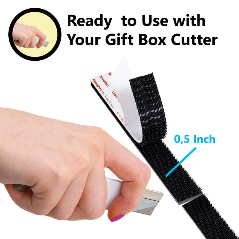 CANOPUS Hook and Loop Reclosable Fastener, SJ3550 250 Black Lock Tape for Hanging Pictures, Signs and Displays, Remotes, Tools, Crafts, 0.5 in x 6 ft, Made in USA - Image 2