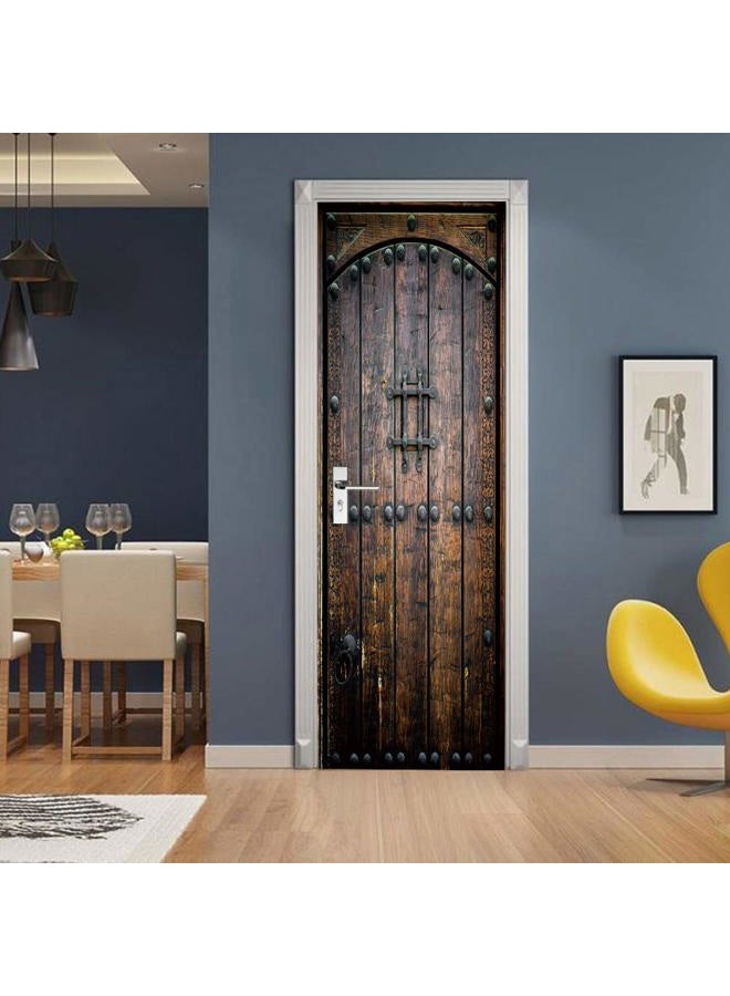 ColorSpring 3D Wall Sticker, Peel and Stick Removable Door Covers (Dark Wood) - Image 4