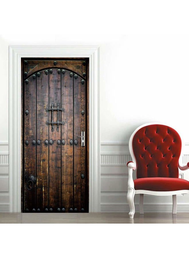 ColorSpring 3D Wall Sticker, Peel and Stick Removable Door Covers (Dark Wood) - Image 2