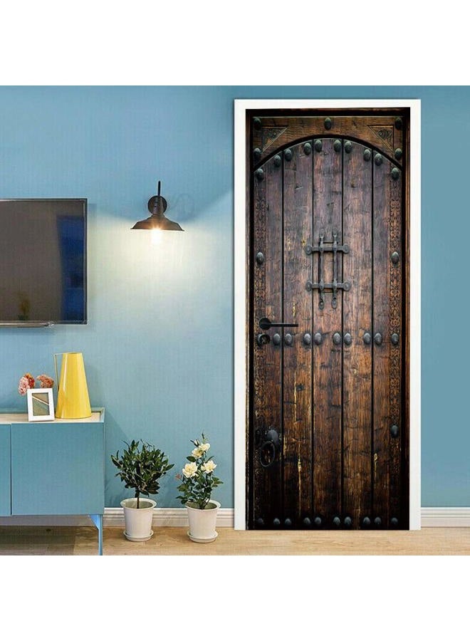 ColorSpring 3D Wall Sticker, Peel and Stick Removable Door Covers (Dark Wood) - Image 5