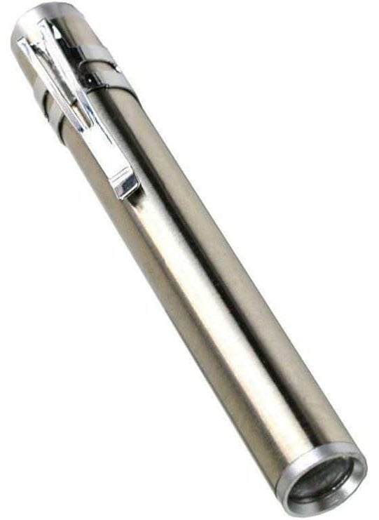 CLICKSWIFT CLICKSWIFT Professional Portable LED Penlight Torch Silver Aluminium Body Laser Light for Doctors Nurses Medical Students Moon Light Super Bright Free Battery 1Pcs Silver  - Image 1
