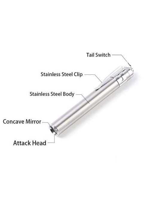 CLICKSWIFT CLICKSWIFT Professional Portable LED Penlight Torch Silver Aluminium Body Laser Light for Doctors Nurses Medical Students Moon Light Super Bright Free Battery 1Pcs Silver  - Image 3