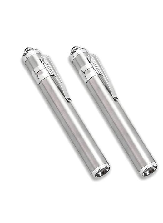 CLICKSWIFT CLICKSWIFT Professional Portable LED Penlight Torch Silver Aluminium Body Laser Light for Doctors Nurses Medical Students Moon Light Super Bright Free Battery 1Pcs Silver  - Image 2