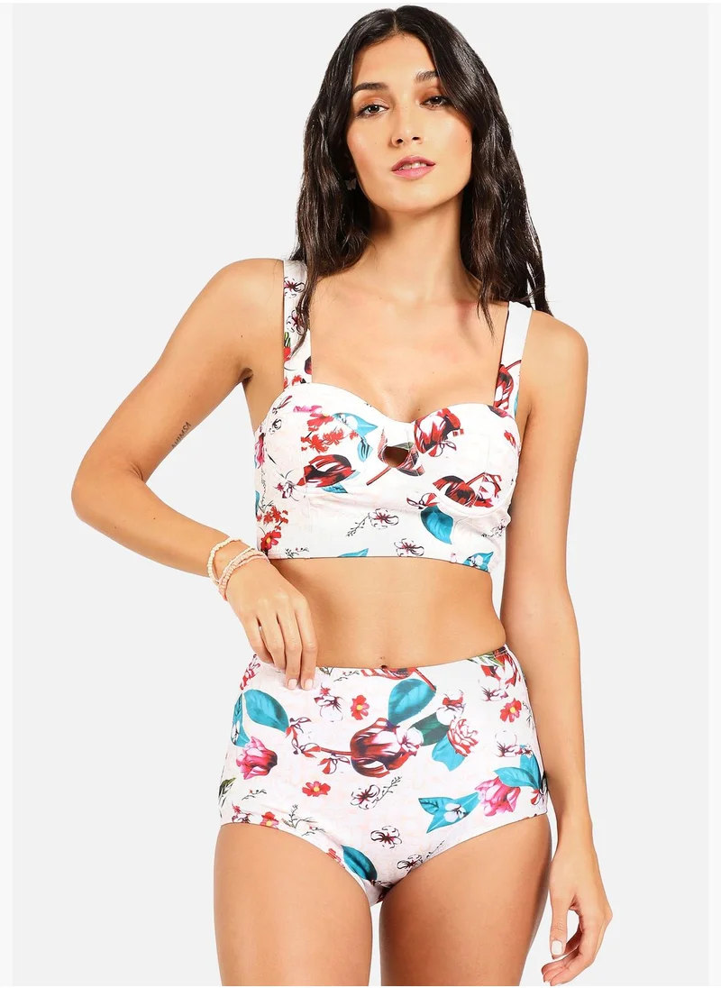 Haute Sauce Strappy Floral Bikini Set