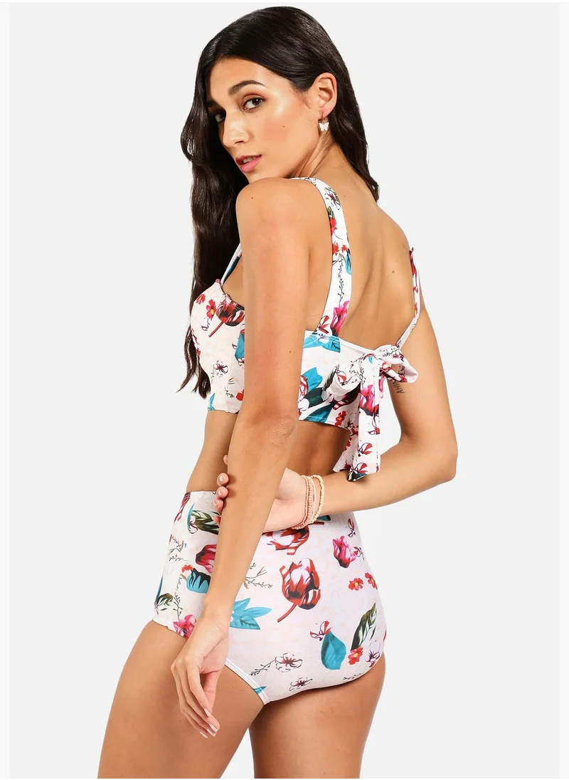 Haute Sauce Strappy Floral Bikini Set