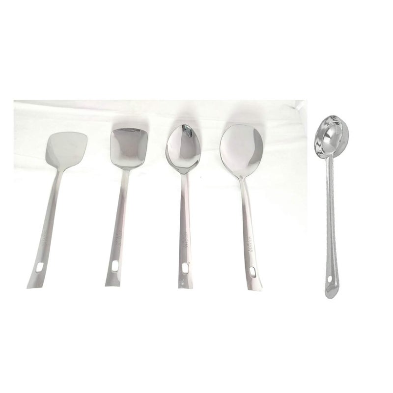 Va Sun Stainless Steel Cooking and Serving Spoons Set of 5 16 Guage Heavy Stainless Steel Spoons - Image 1