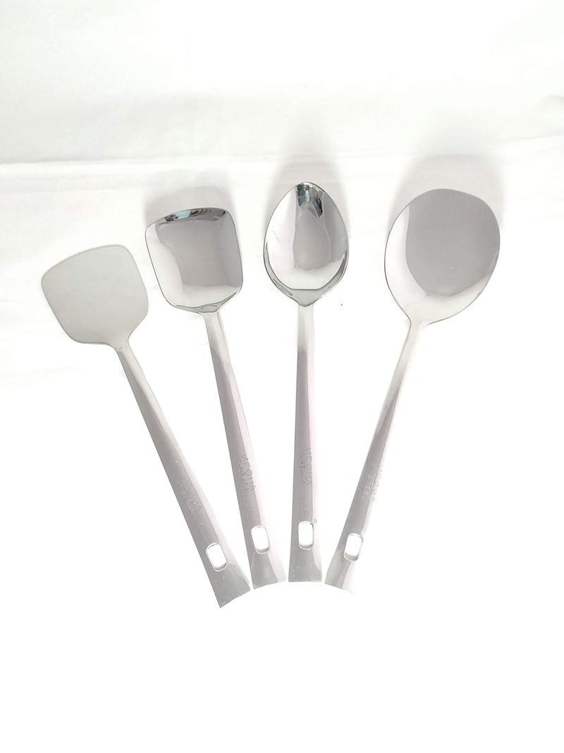 Va Sun Stainless Steel Cooking and Serving Spoons Set of 5 16 Guage Heavy Stainless Steel Spoons - Image 4