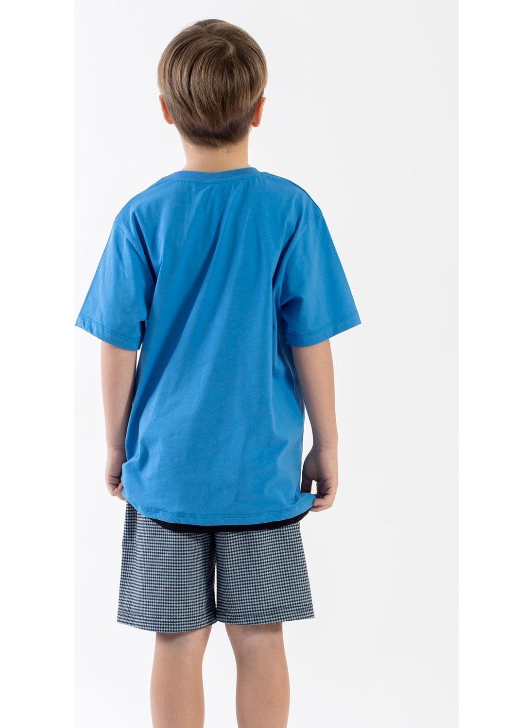 WEWE Crew Neck Short Sleeve Blue Color Boy Shorts Set  - Image 5