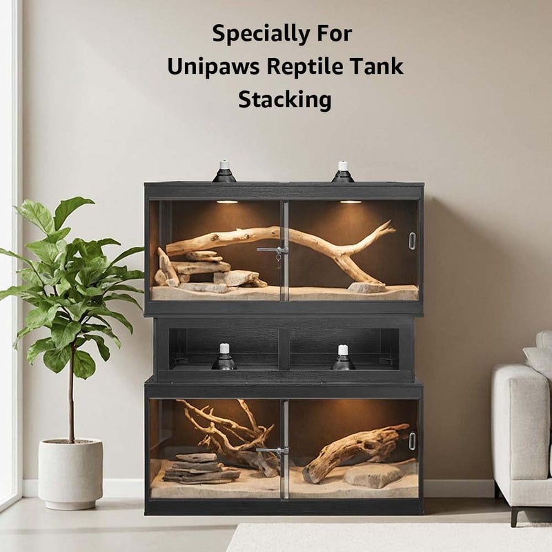 unipaws Reptile Enclosure Stacker, Black Reptile Tank Stand for 50 Gallon Terrariums, Stackable Base with Heat Lamp Openings and Metal Reinforced Corners - Image 2