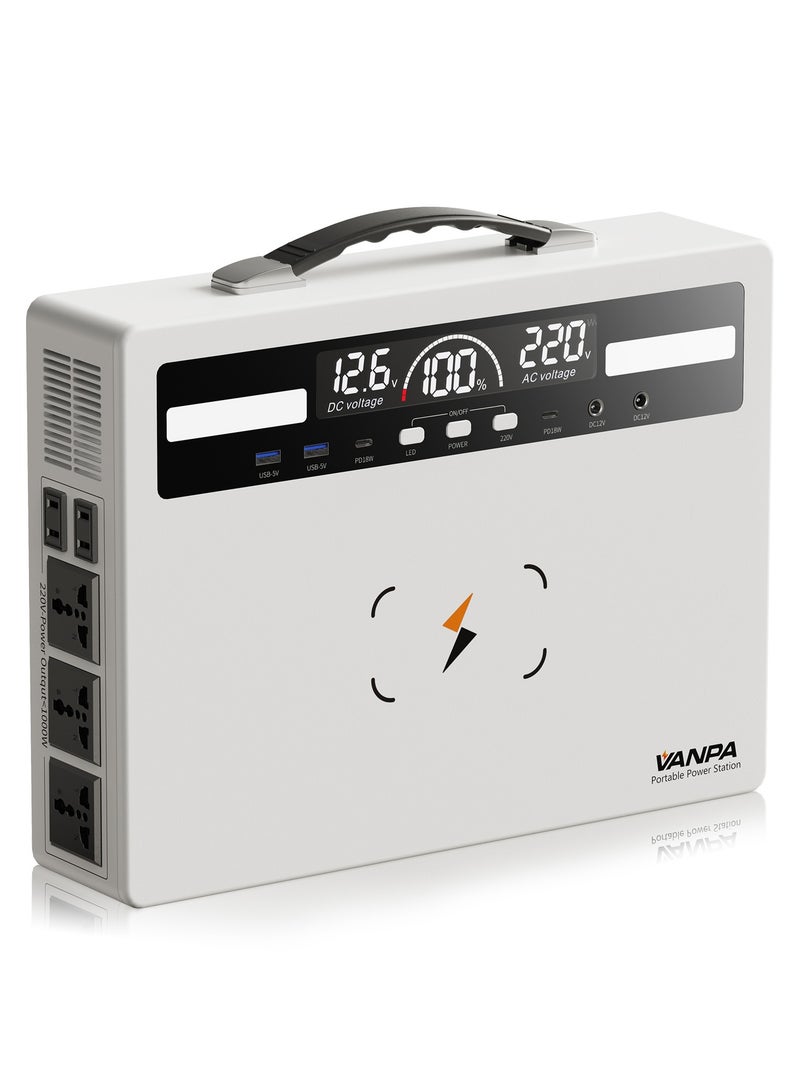 فانپا محطة طاقة محمولة 1000 واط 720 وات في الساعة مولد للطاقة الشمسية مع بطارية ليثيوم ، سعة كبيرة مع 11 منفذا ، شحن لاسلكي ، باور بانك احتياطي لضوء LED للتخييم - Image 1