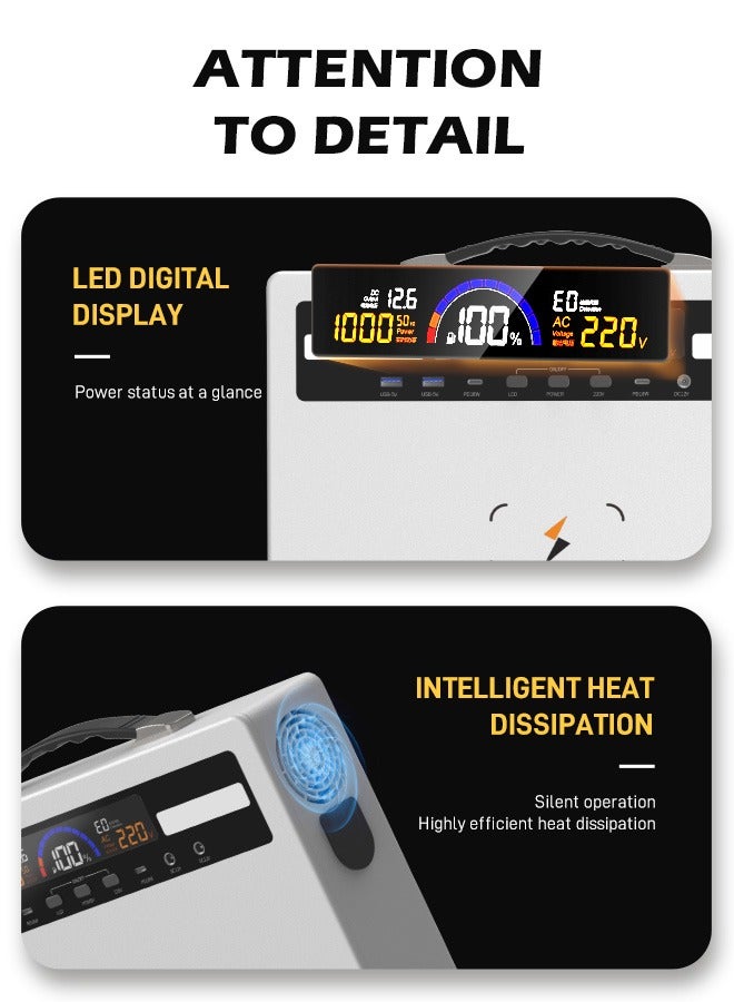 فانپا محطة طاقة محمولة 1000 واط 720 وات في الساعة مولد للطاقة الشمسية مع بطارية ليثيوم ، سعة كبيرة مع 11 منفذا ، شحن لاسلكي ، باور بانك احتياطي لضوء LED للتخييم - Image 5