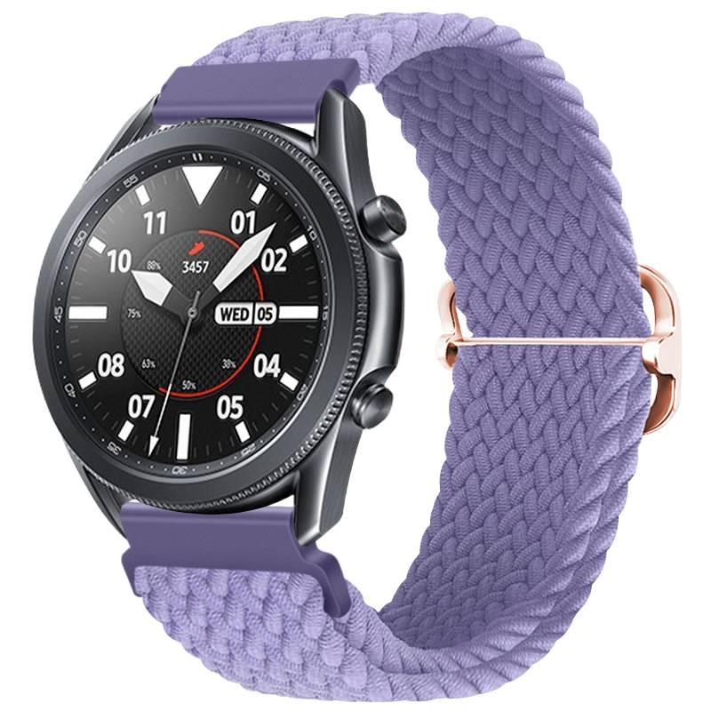سوار ساعة ذكية باللون بنفسجي قابل للتعديل سوار نايلون حلقي متوافق مع Samsung Galaxy Watch 7 بملاءمة قابلة للتعديل وحزام بديل للاستخدام اليومي للتنقل اليومي سهل التخزين للعائلة - Image 1