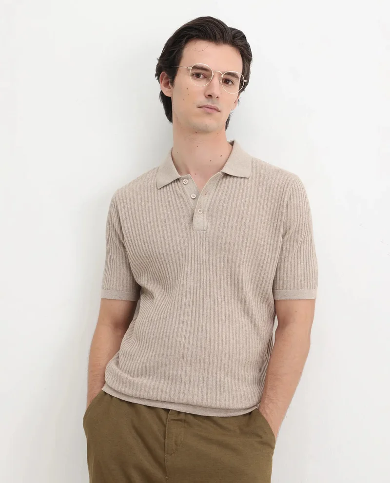 Rare Rabbit Rare Rabbit Men Devr Khaki Cotton Tencel Fabric Short Sleeve Polo
