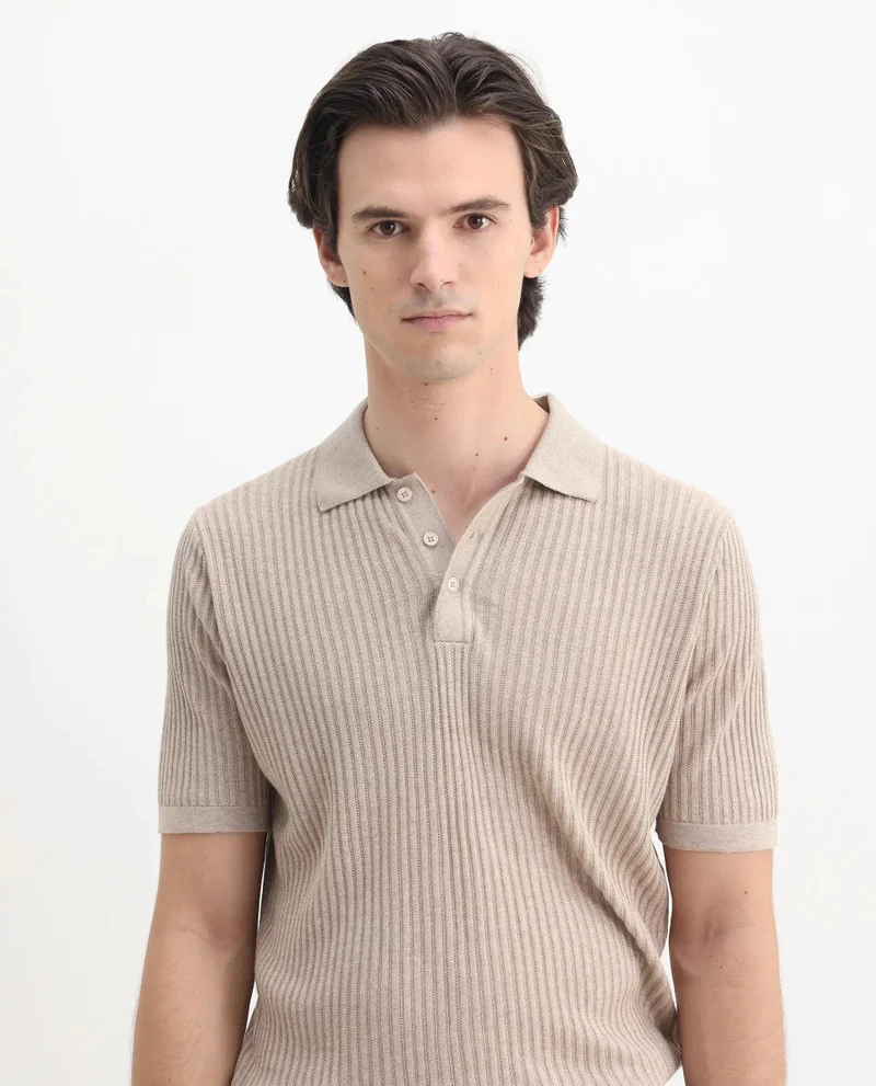 Rare Rabbit Men's Textured Regular Fit Polo