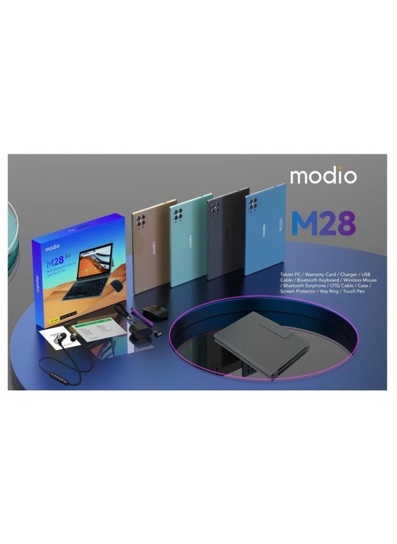 modio - Modio M28 10.1-Inch 5G Smart Android Kids Tablet RAM 512GB ROM 8GB Dual-Sim  With Bluetooth Keyboard Green - Image 1