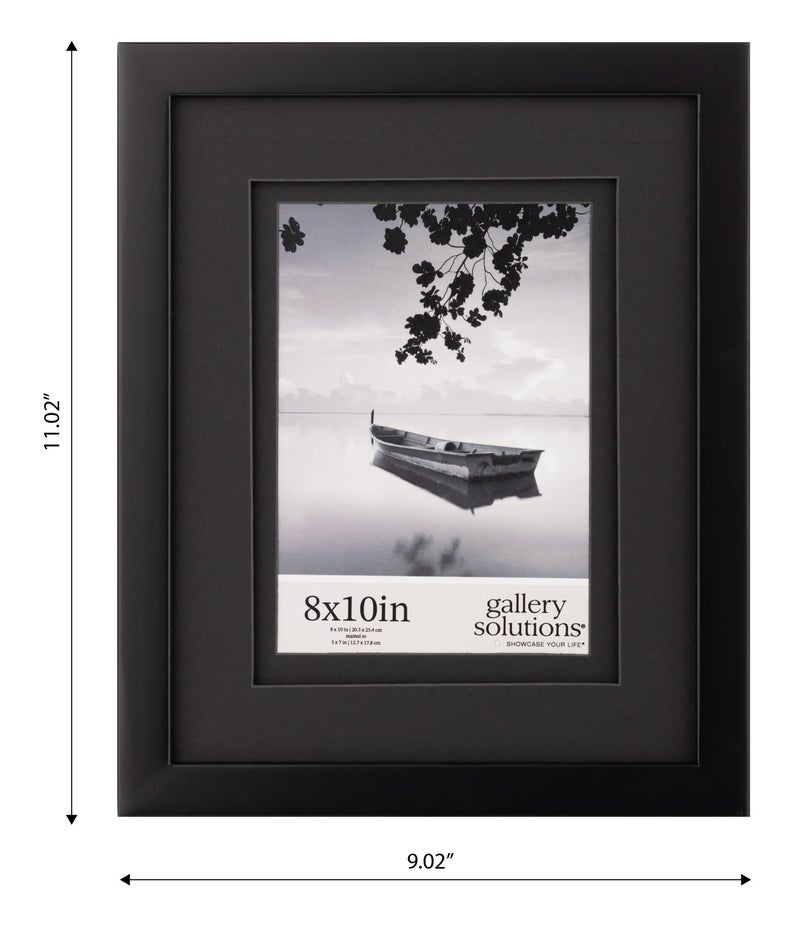 Gallery Solutions presents - 8"x10" - Black Frame with Double Mat - For 5"x7" Photos - Versatile for Wall or Tabletop Display - Rectangular - Poster Frame - Image 3