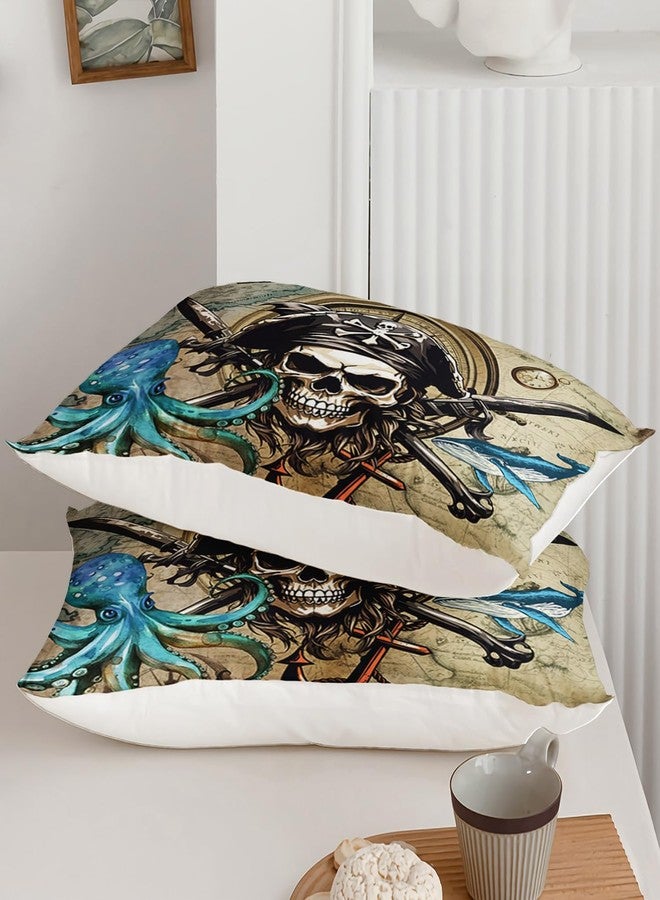 AILONEN 3D Pirate Captain Skull Duver Cover Set Full Size, Octopus Dolphin Bedding Set for Kids Boys Girls,Nautical Theme Comforter Cover,1 Quilt Cover and 2 Pillowcases,3PCS - Image 3