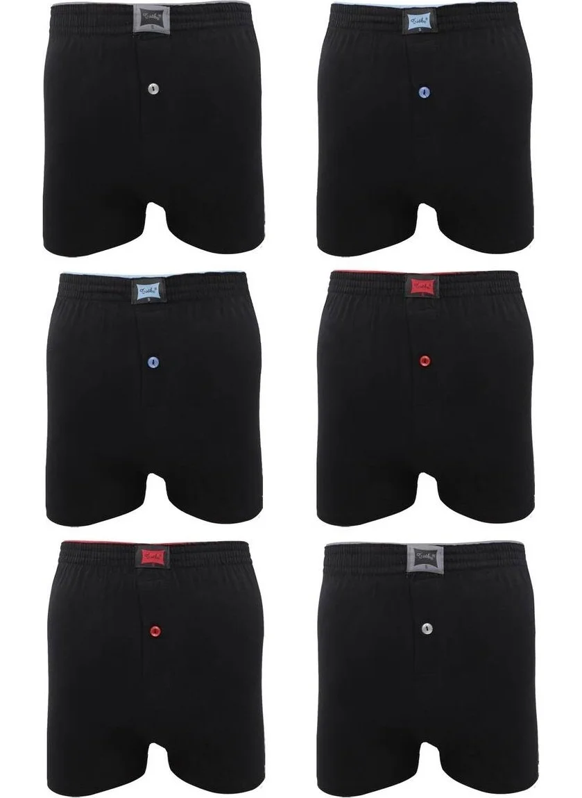 Tutku Combed Plain Boxer 117 6 Pack | Black