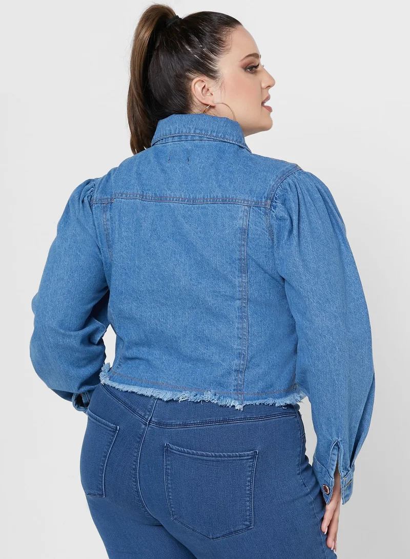 Ginger Plus Balloon Sleeve Denim Jacket