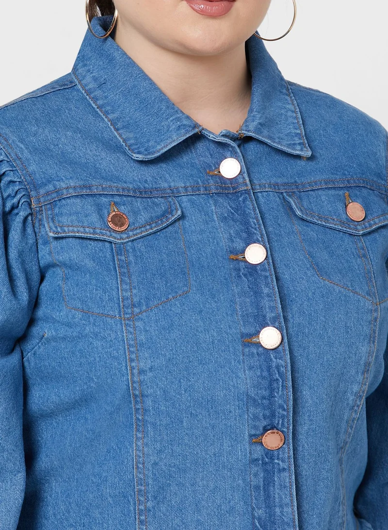 Ginger Plus Balloon Sleeve Denim Jacket