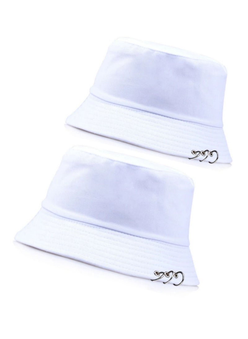 Bundle of 2 Unisex deep cotton foldable bucket hat with rings  - Image 1