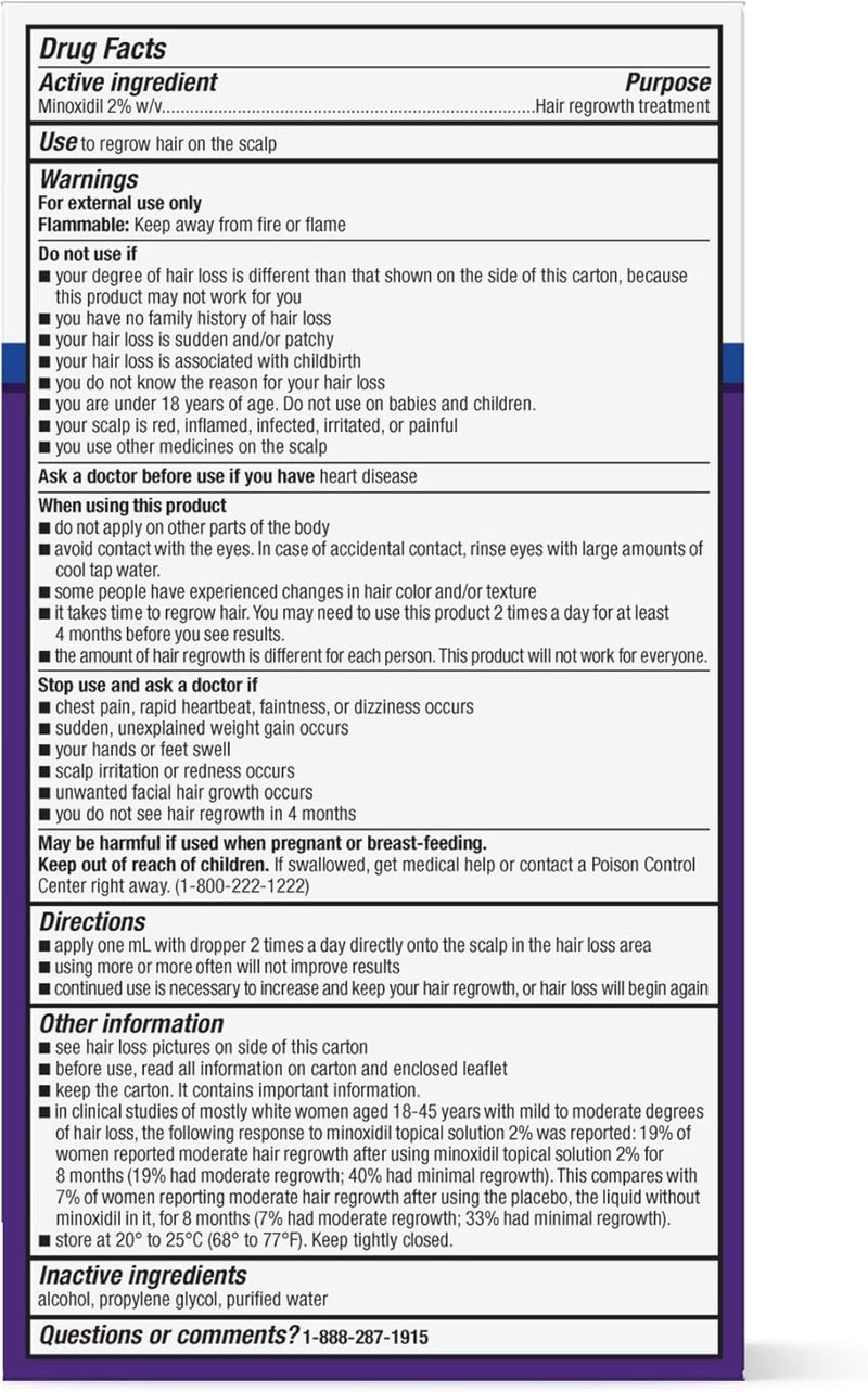 Equate Hair Regrowth Treatment for Women - 2oz Minoxidil Topical Solution USP, 2% - Image 2