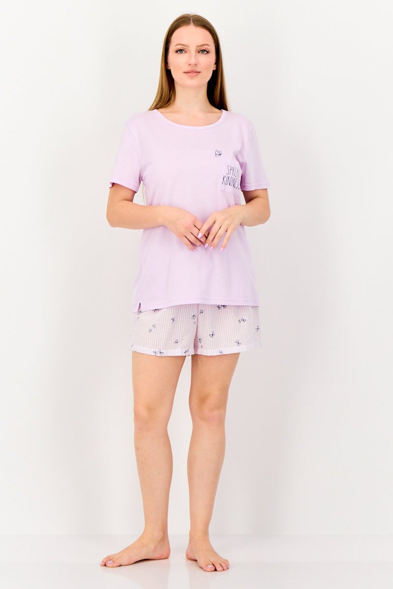 Rae Dunn Women 2 Pieces Graphic Print Shirt And Shorts Pyjama Set, Multicolor - Image 2