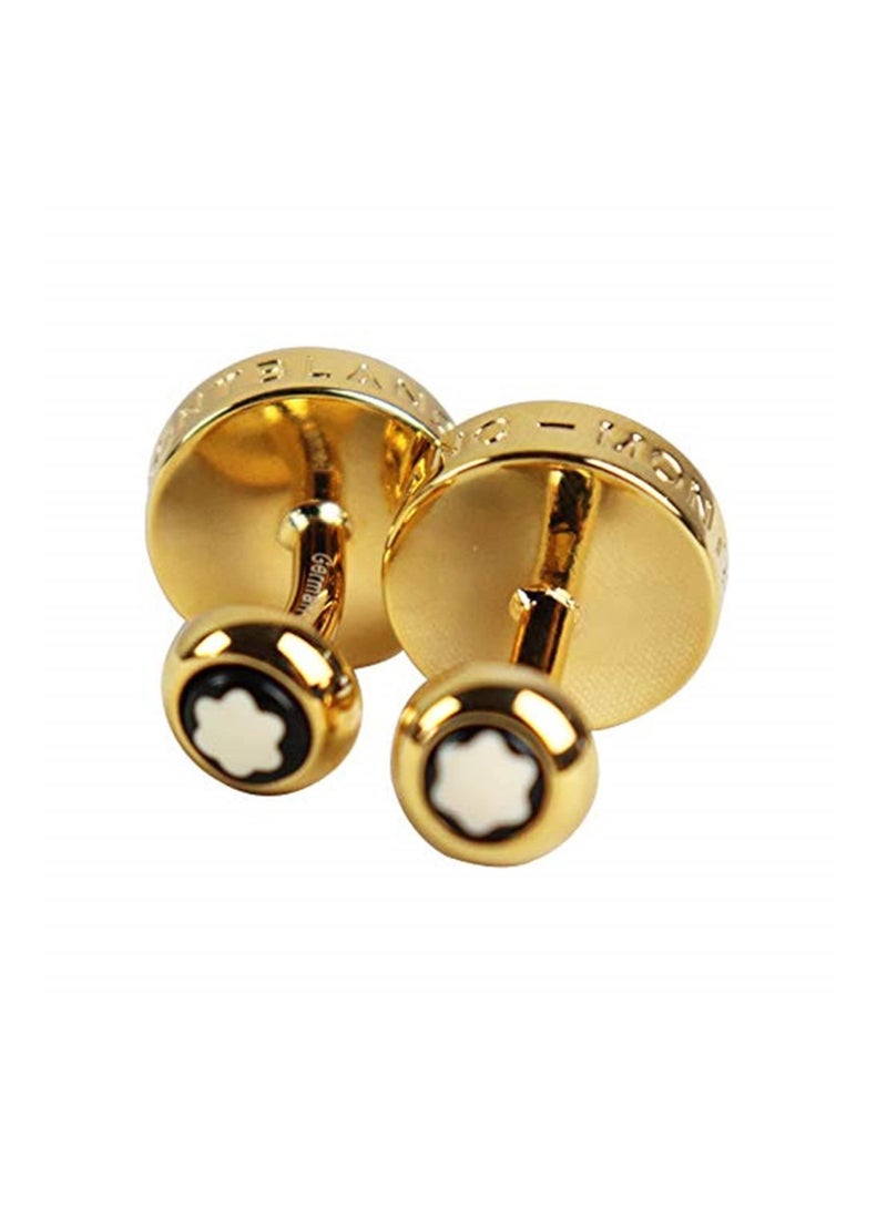 2pcs Unique Cufflinks of Classic And Elegant Design Stainless Steel Silver Plated Cufflink For Men (Gold) - Image 3