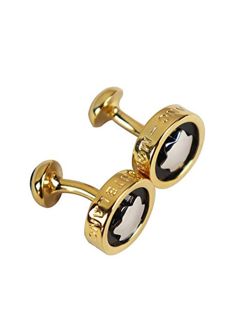 2pcs Unique Cufflinks of Classic And Elegant Design Stainless Steel Silver Plated Cufflink For Men (Gold) - Image 2