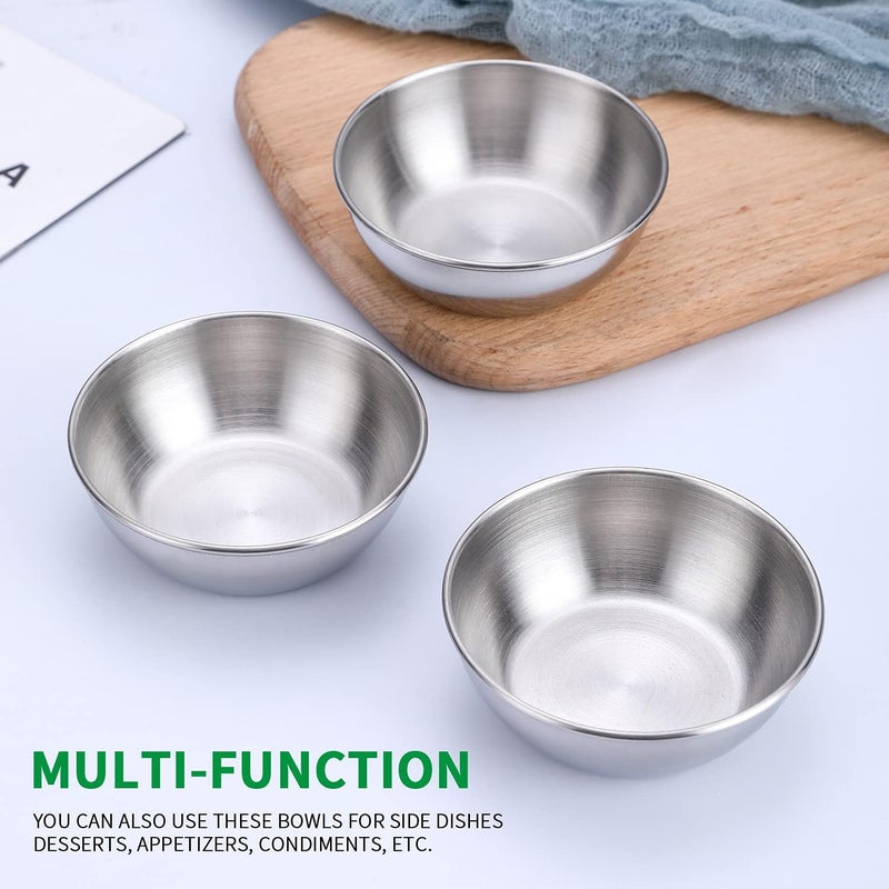 Onlycooker Sauce Cup 12 Piece Condiment Cups 32 Inch Stainless Steel Sauce Dish Dipping Bowl Small Seasoning Round Side Dish Bowls Plate for Appetizer Pinch Soy Sushi - Image 5